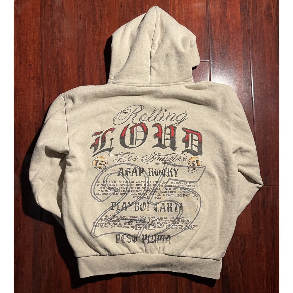 Rolling Loud Los Angeles 2025 TATTOO IVORY LINEUP HOODIE Size XL Preowned - Picture 5 of 11